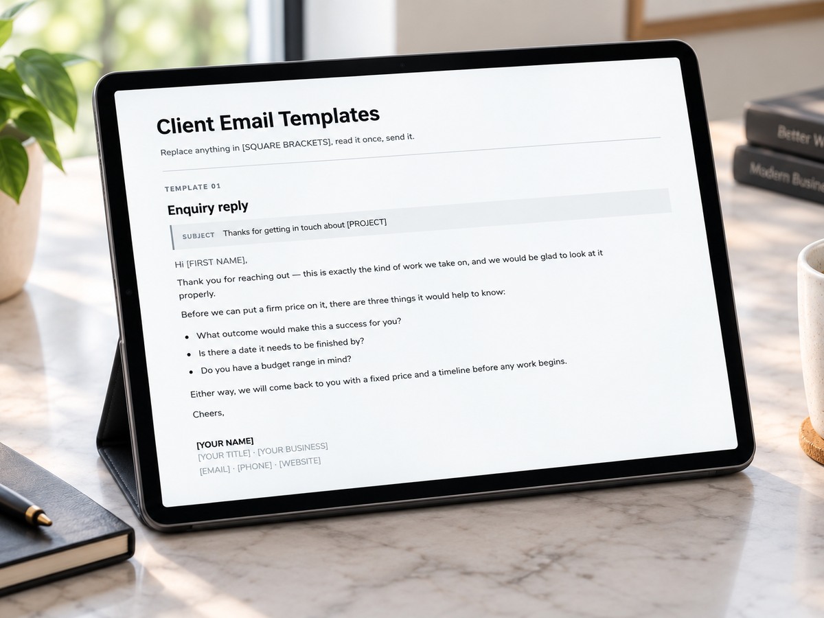 Inside the Client Email Templates document